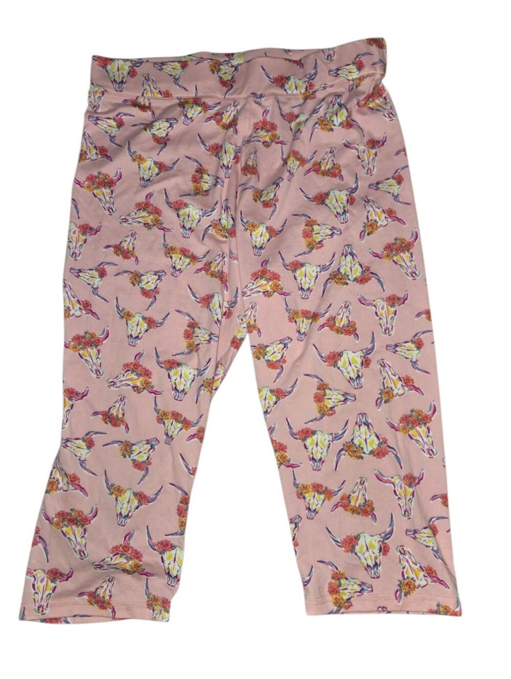 Simply Southern Pastel Pink Cropped Cow Skull Leggings